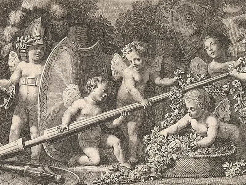 1727-Benigno Bossi - Sei putti che giocano con le armi di Marte